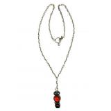 Sterling Necklace with Amber like Pendant