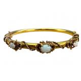 14k Opal Bracelet With Hinged Cuff