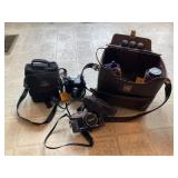 Canon AE-1 and Minolta Dimage A2 Cameras with Acce