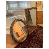 Ornate Gold Oval Mirror, 33 x 27'