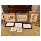 Signed Floral Print, 21.75 x 17.5