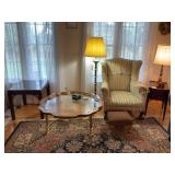 Furniture Lot with Chair, Tables, and Lamps