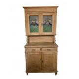 Country Hutch with Stained Glass Doors