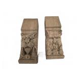 Two Concrete Brownstone Architectural Gargoyles