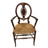 Antique mahogany chair with Red seat, damage to
