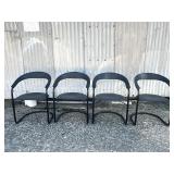 Four Italian Leather and Tube Chairs