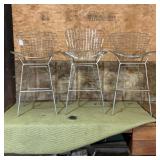 3 Knoll Style Wire Bar Stools