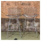 Pair Knoll Style Wire Bar Stools