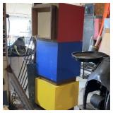 Three Particle Board Cubes