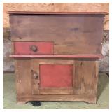 Primitive Cabinet with Red Accents