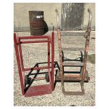 Two Utility Carts, Steel and Wood Frame