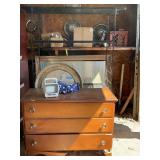 Large Mirror and Metal Shelf Lot