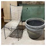 Composite Planters, Chair, and Bookcase Lot