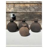 3 Metal Mesh Covered Jugs and Metal Jug