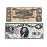 Two Historical U.S. And Confederate Notes