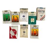 Eight Vintage Cigarette Packs, Cellophane Wrapped