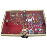 Large Showcase Filled Vtg Military Patches