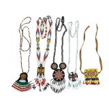 5 Native American Beaded Necklaces