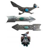 925 Silver Brooches & Barrettes Set