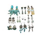 11 Pair Southwestern Earrings With Turquoise