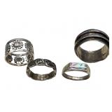 4 ï¿½Sterling Silver Band Rings