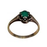 10k Gold Ring with Green Stone, Size 9
