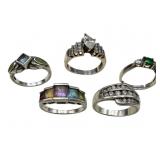 5 Sterling and Gemstone Rings