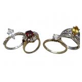 4 Sterling Gemstone Rings