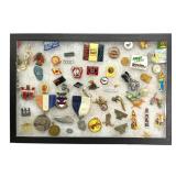 Framed Collection of Assorted Pins