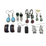 7 Pairs Sterling Earrings with Gemstones