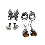 4 Pair Sterling Silver Earrings