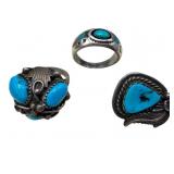 Sterling Silver Rings and Pin Set