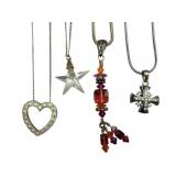 4 Sterling Necklaces With Pendants