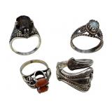Four Sterling Silver Rings