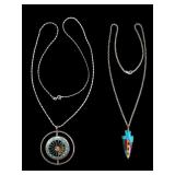 Natuchu Sterling Zuni Pendant and Inlay Arrow Set