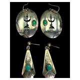 Sterling Navajo Turquoise Earrings Set