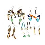 5 Pair Zuni Fetish Style Earrings, Mixed Metals