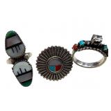 Three Sterling Silver Rings