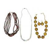 Three Necklaces, 1 Pair Earrings