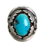 Elgin Hoskey Navajo 925 Turquoise Ring