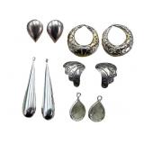 Sterling Silver Earrings Set with Hooked Studs