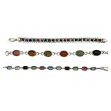 3 Sterling And Gemstone Bracelets