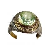 14k US Coast Guard Ring With Prasiolite, Repair