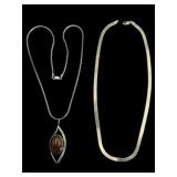 Two Sterling Silver Necklaces with Pendant