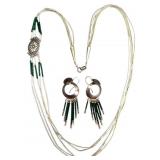 Sterling Silver and Malachite Jewelry Set