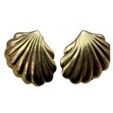 14k Gold Shell Clip-On Earrings
