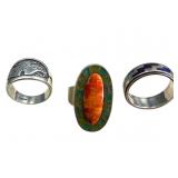 3 Carolyn Pollack Sterling Rings