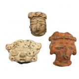 3 Pre-Columbian Ceramic Head Fragments