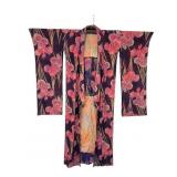 Early Floral Kimono with Purple and Pink Design