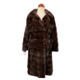 Dark Ranch Mink Fur Coat with Black Lining